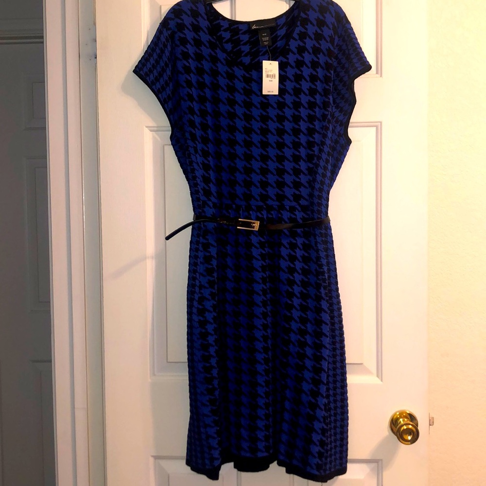 NWT Lane Bryant Sweater Dress. Blue and Black with Belt. Size 18/20
